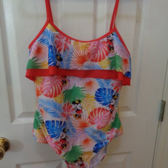 Disney Woman's One Piece Swim Suit Large Floral Minnie Mouse - Picture 1 of 4